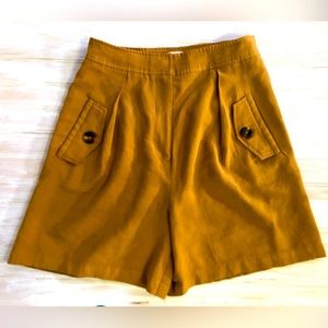 Sage & Citrus High-Waisted Mustard Shorts